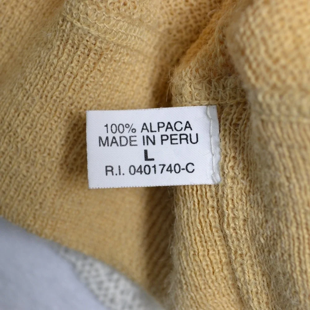 CAAMANO Limited Edition‎ Alpaca Sweater Mens Large Yellow Crewneck Pullover